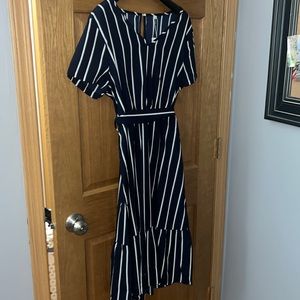 Navy Tie Dress Midi